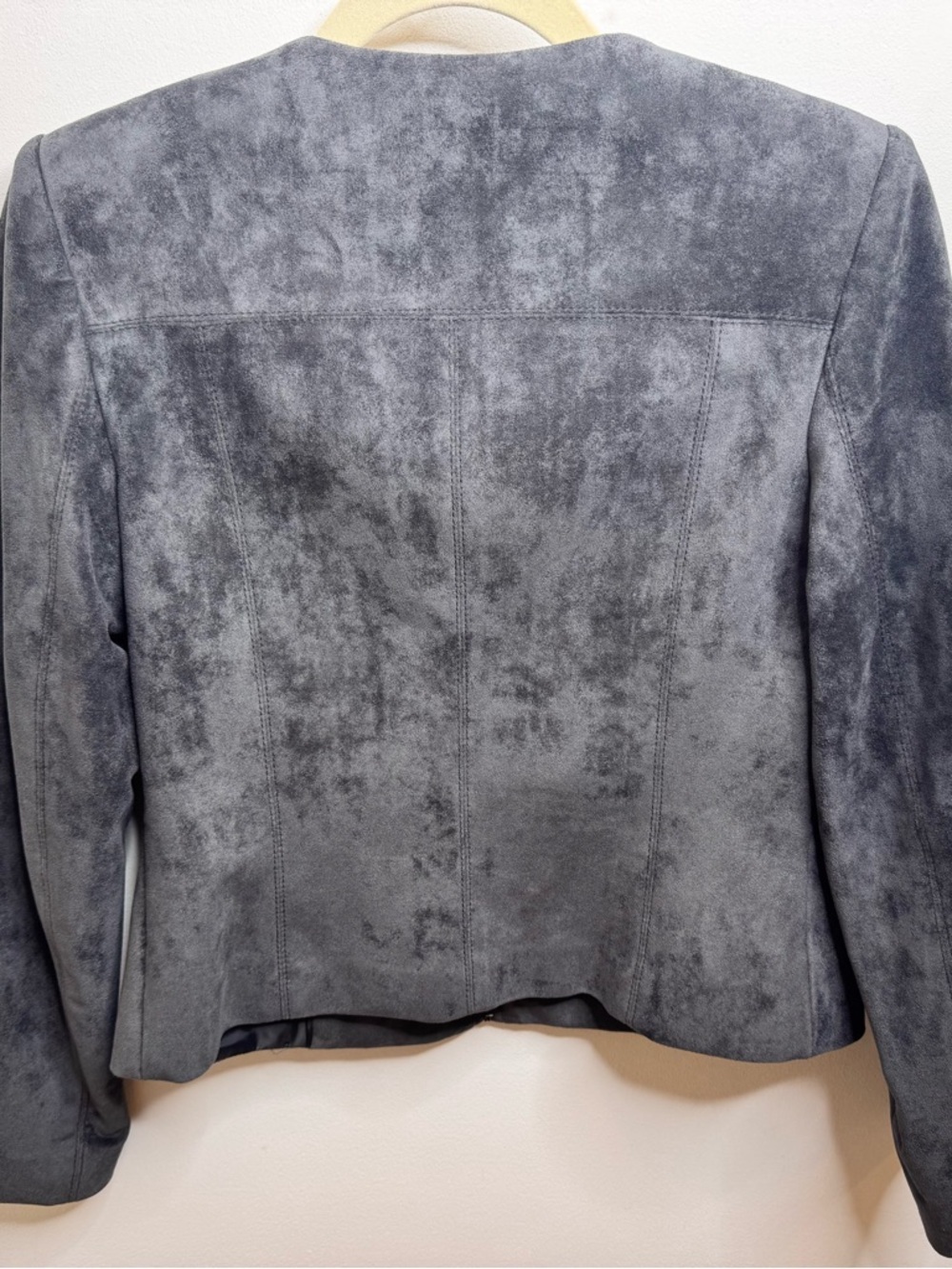 Calvin Klein Women's Charcoal Gray Suede-Look Zip Jacket Caroline bessette style - Picture 3 of 5
